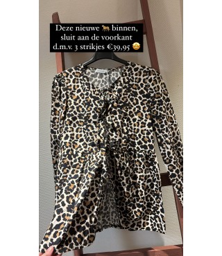 leopard blouse met strikjes